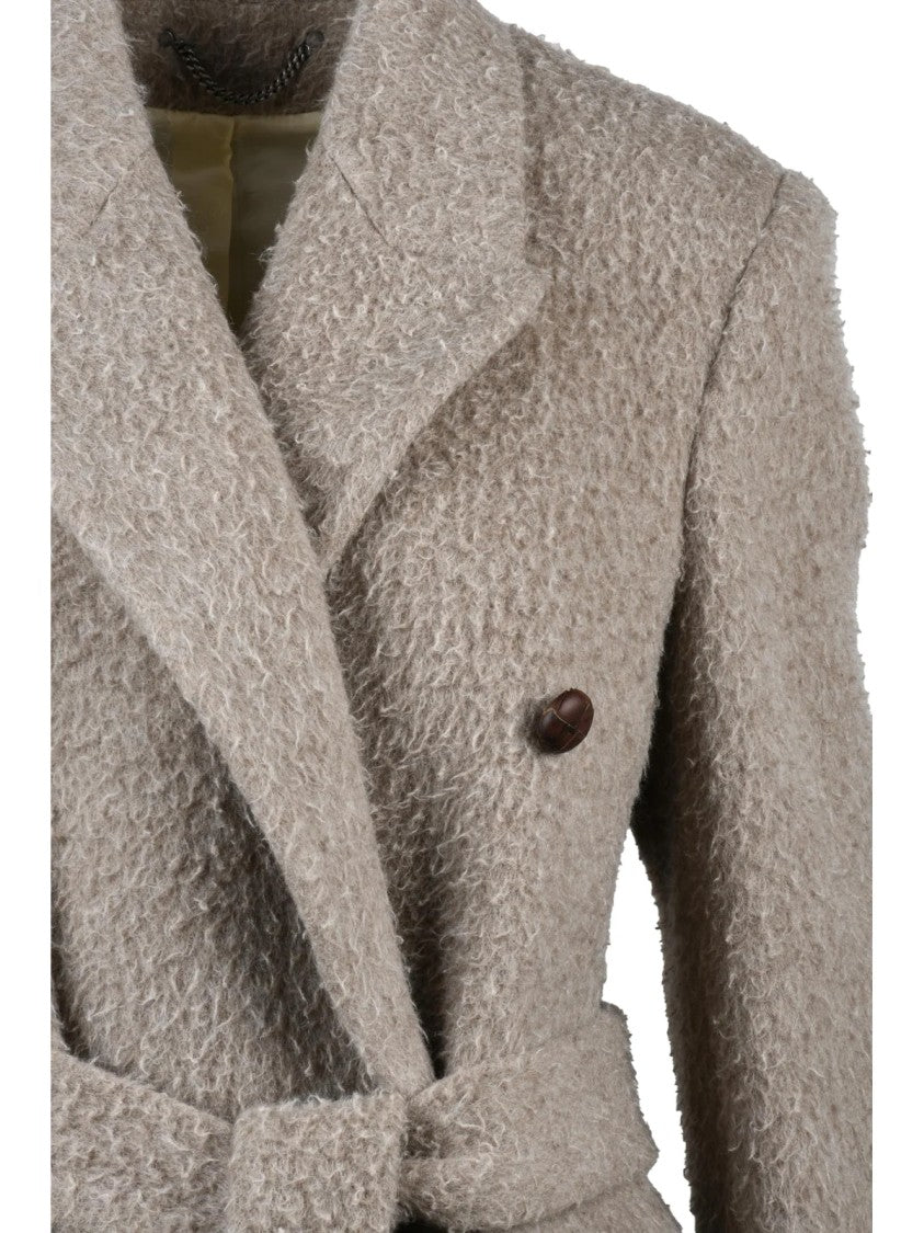 Golden Goose Double-Breasted Wrap Coat In Textured Wool Mohair Blend