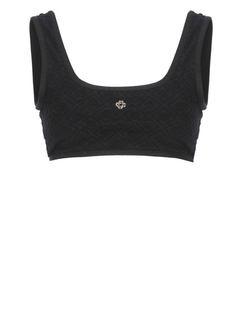 Casablanca Textured Black Top