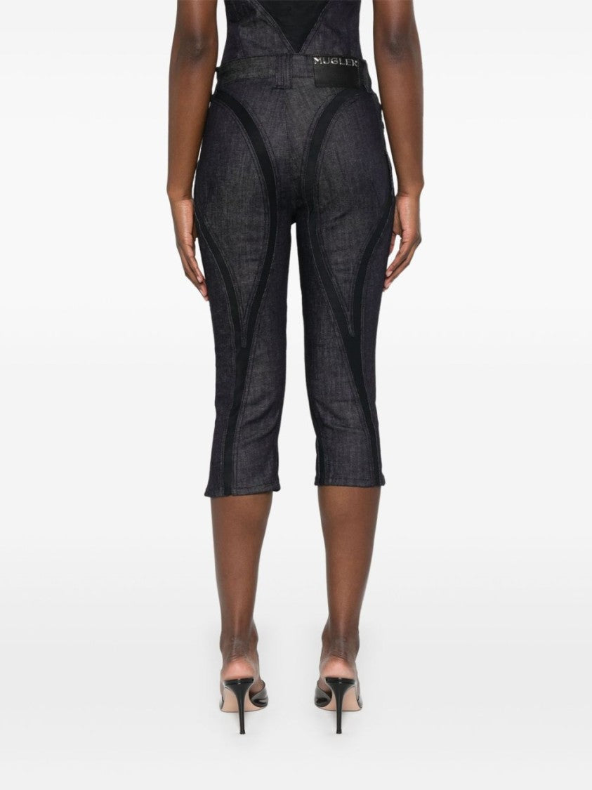 Mugler Cropped Black Trousers