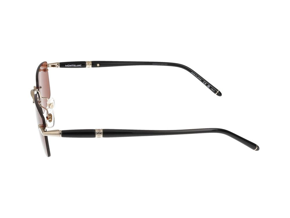 Montblanc Gold Mb0344s Metal Rimless Rectangular Sunglasses
