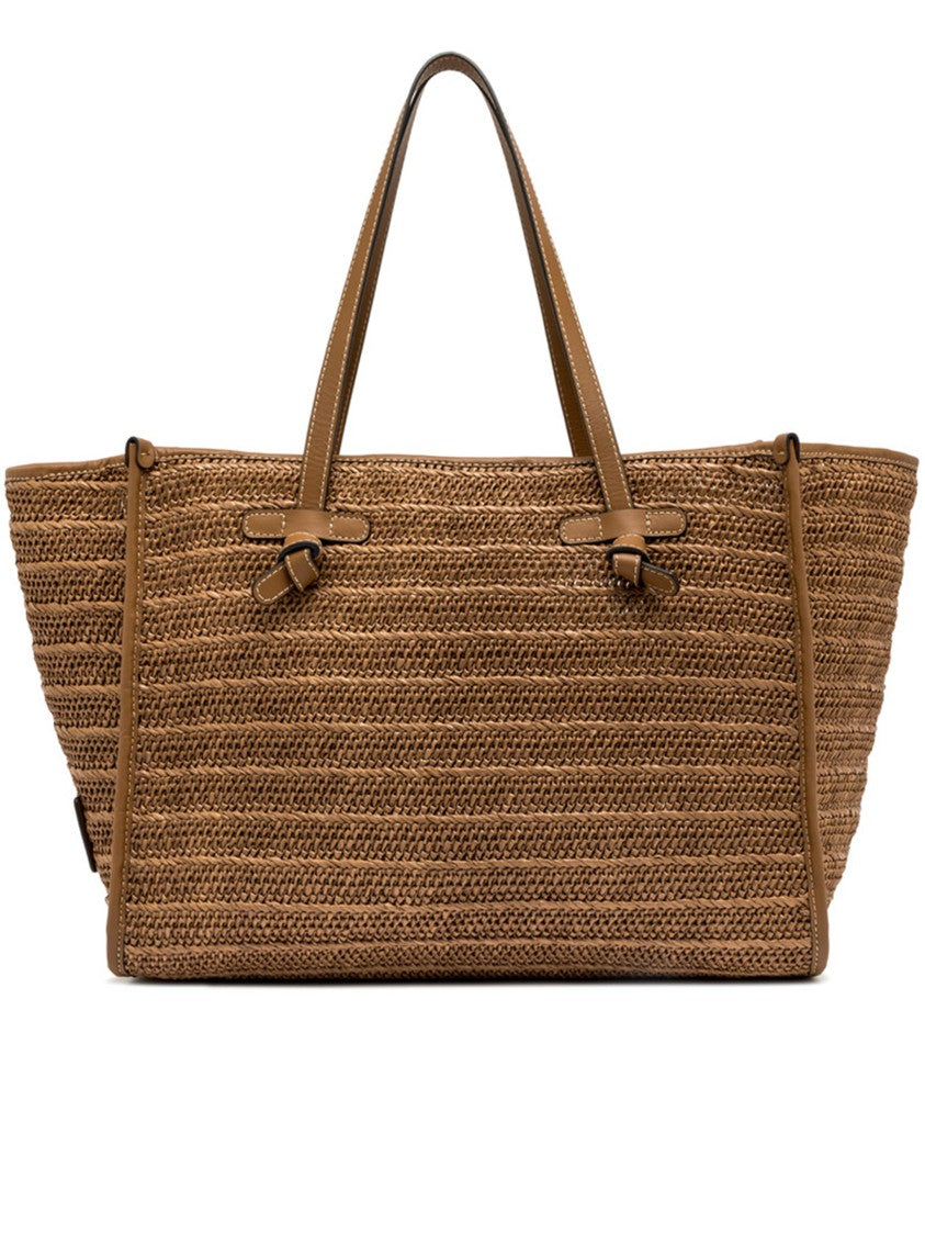 Gianni Chiarini Marcella Textured Striped Brown Woven Tote