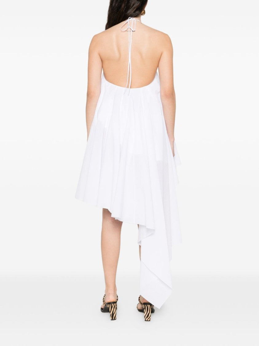 Jacquemus White Layered Asymmetric Open Back Dress