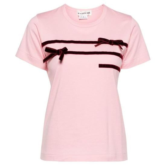 Comme Des Garçons Short-Sleeved T-Shirt With Velvet Ribbon Accents