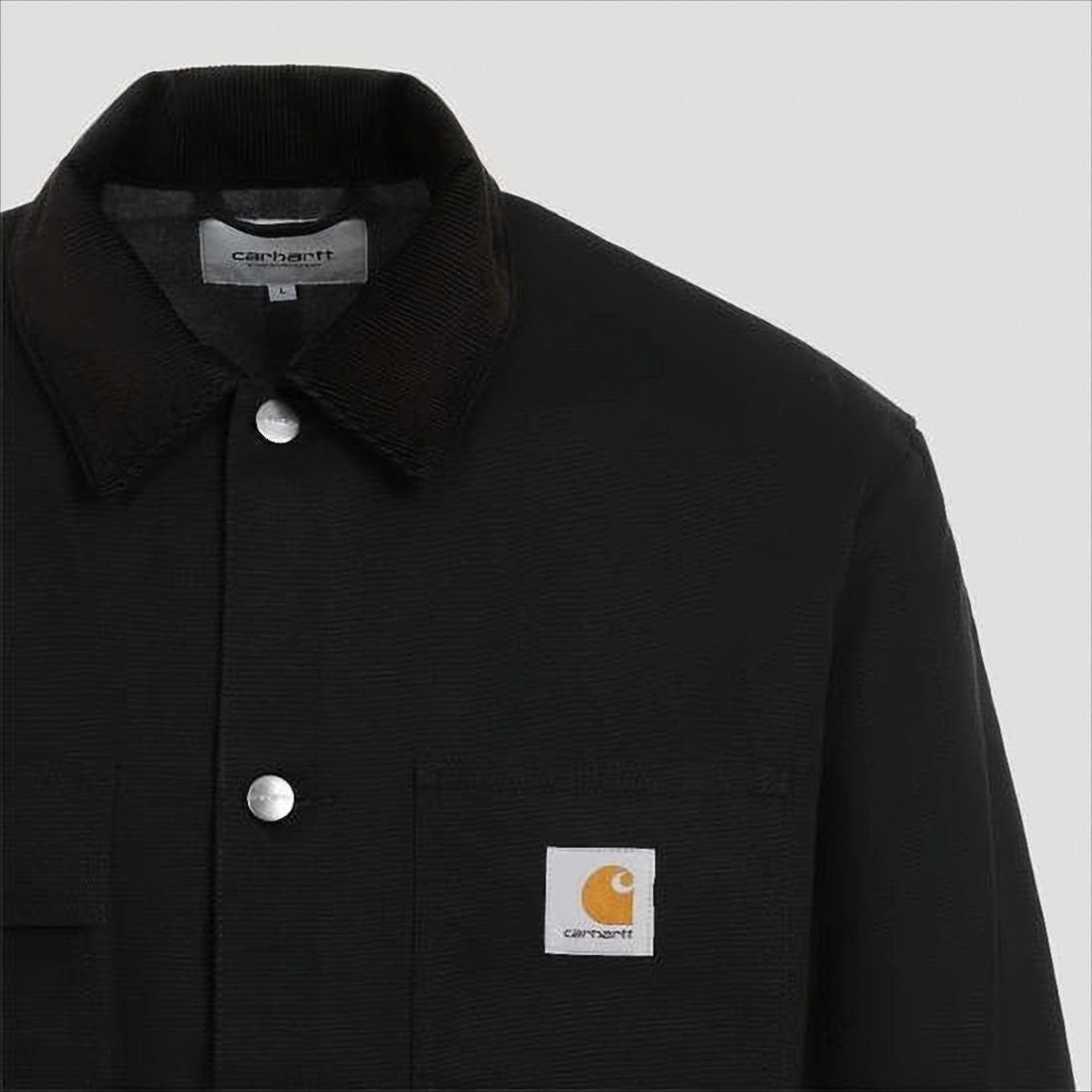 Carhartt Wip Structured Black Cotton Jacket With Classic Collar