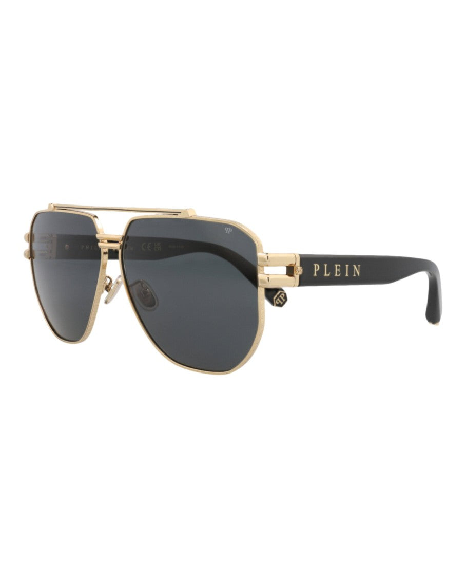 Philipp Plein Gold-Tone Aviator-Frame Metal Sunglasses With Cutout Accents