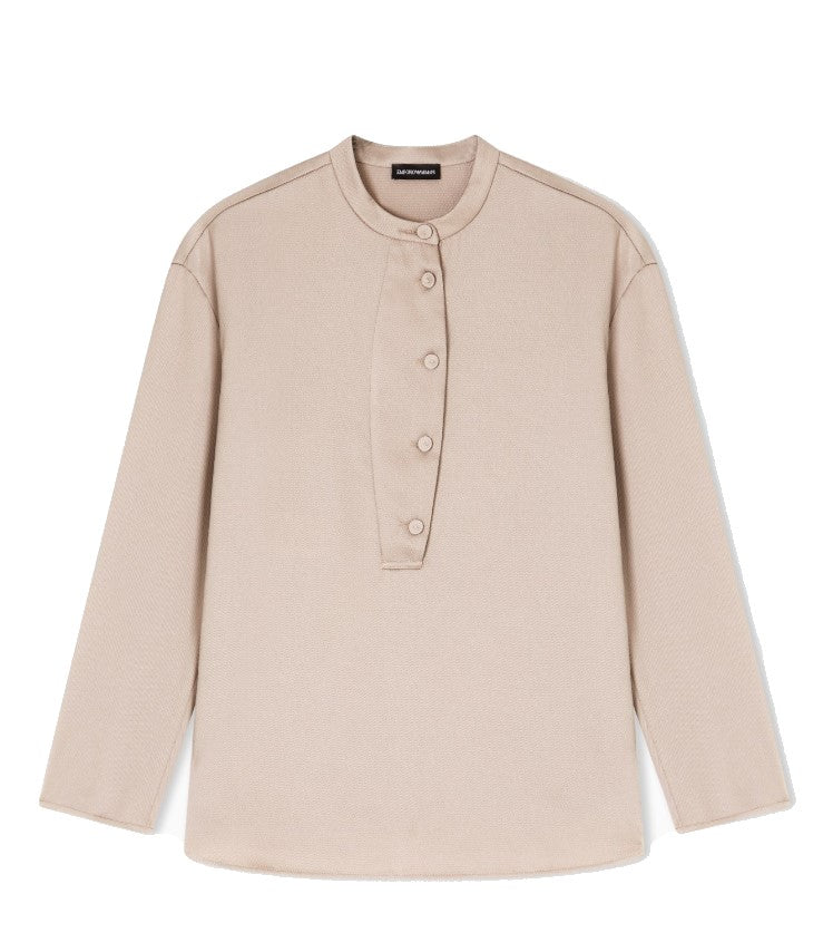 Emporio Armani Crepe Twill Guru Collar Covered Shirt