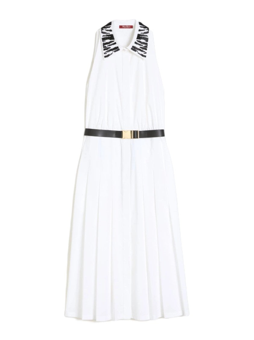 Max Mara Sleeveless Midi Dress With Pointed Collar