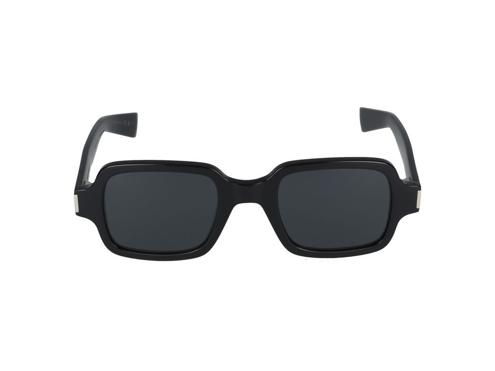 Saint Laurent Black Glossy Acetate Oversized Square Sunglasses