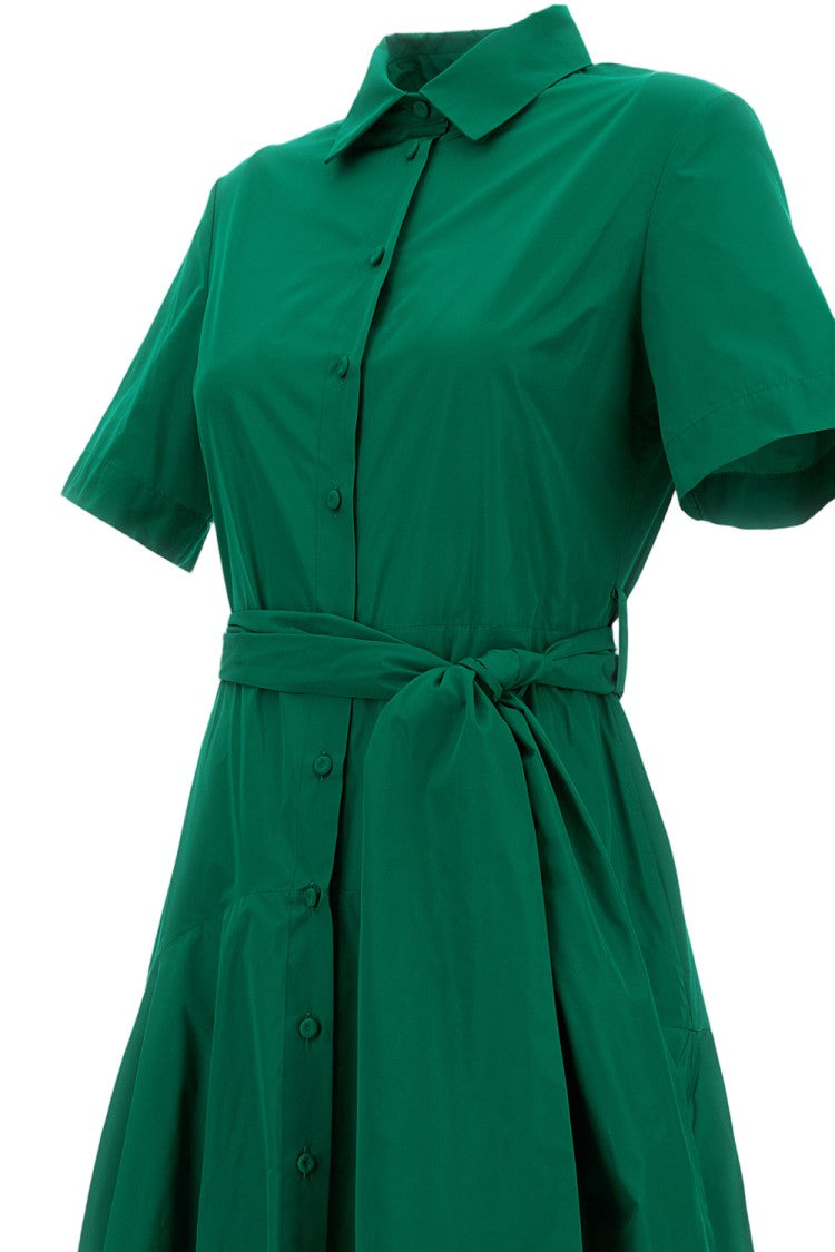 Parosh Short-Sleeve Midi Dress With Matching Waist Sash