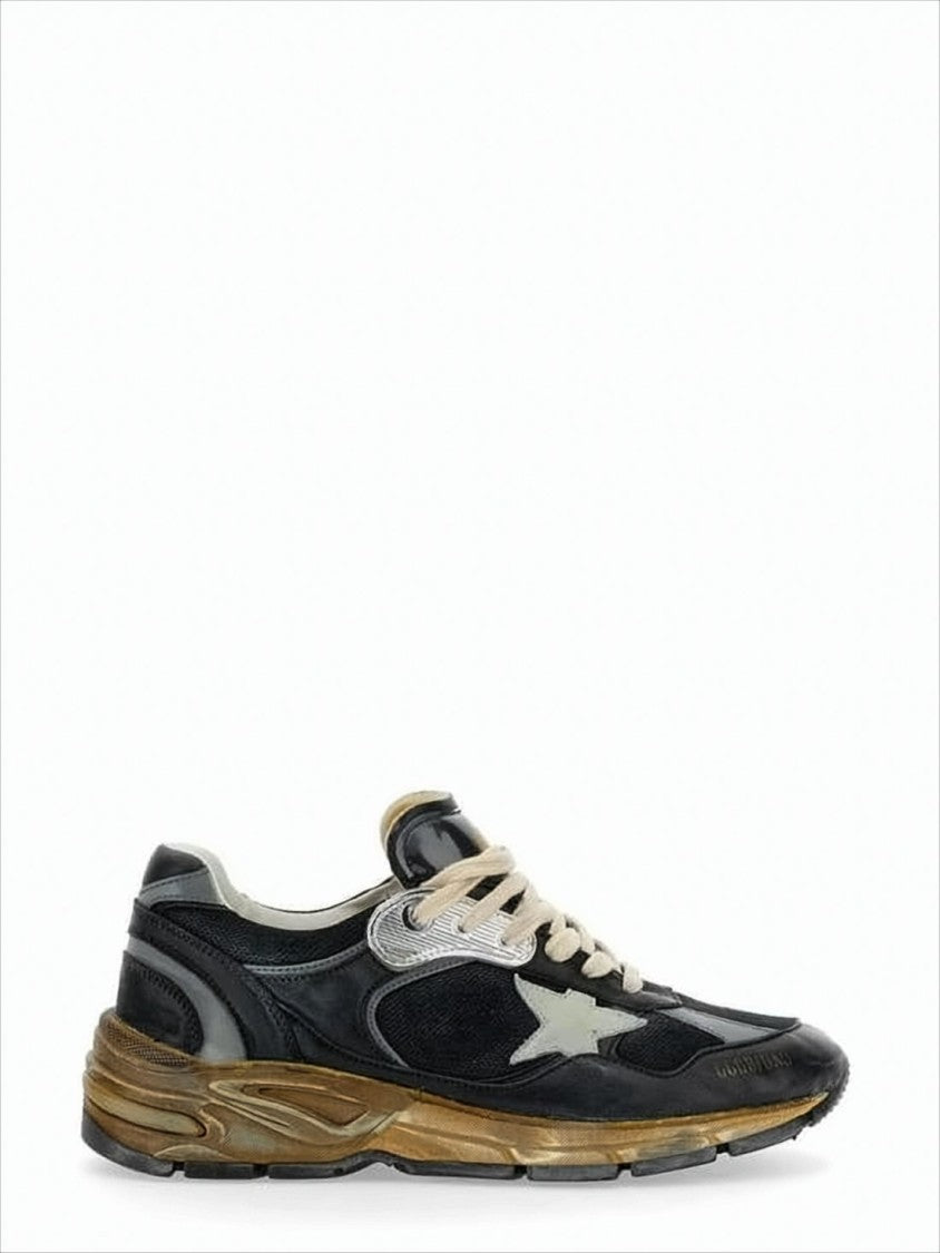 Golden Goose Vintage-Style Black Sneakers With Textured Rubber Sole