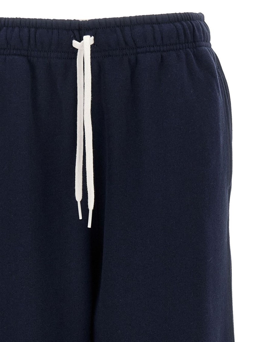 Polo Ralph Lauren Navy Blue Cotton Blend Trousers With Signature Embroidery