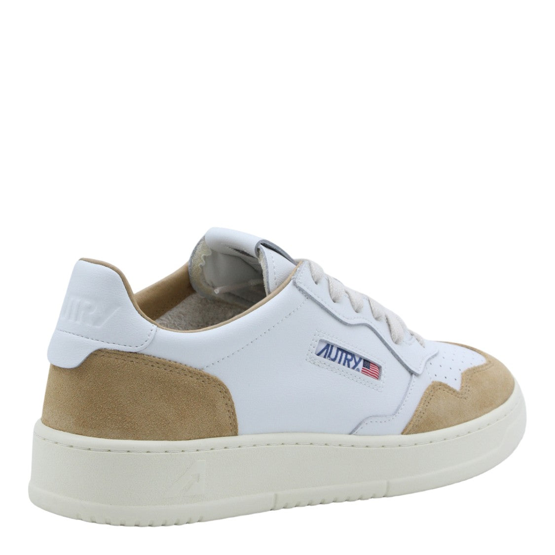 Autry White Leather Sneakers With Suede Overlays And Classic Lace-Up Design