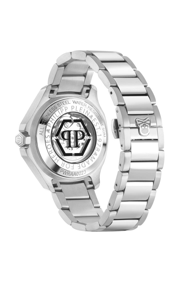 Philipp Plein Automatic Watch With Silver Skeleton Dial And Deployant Buckle