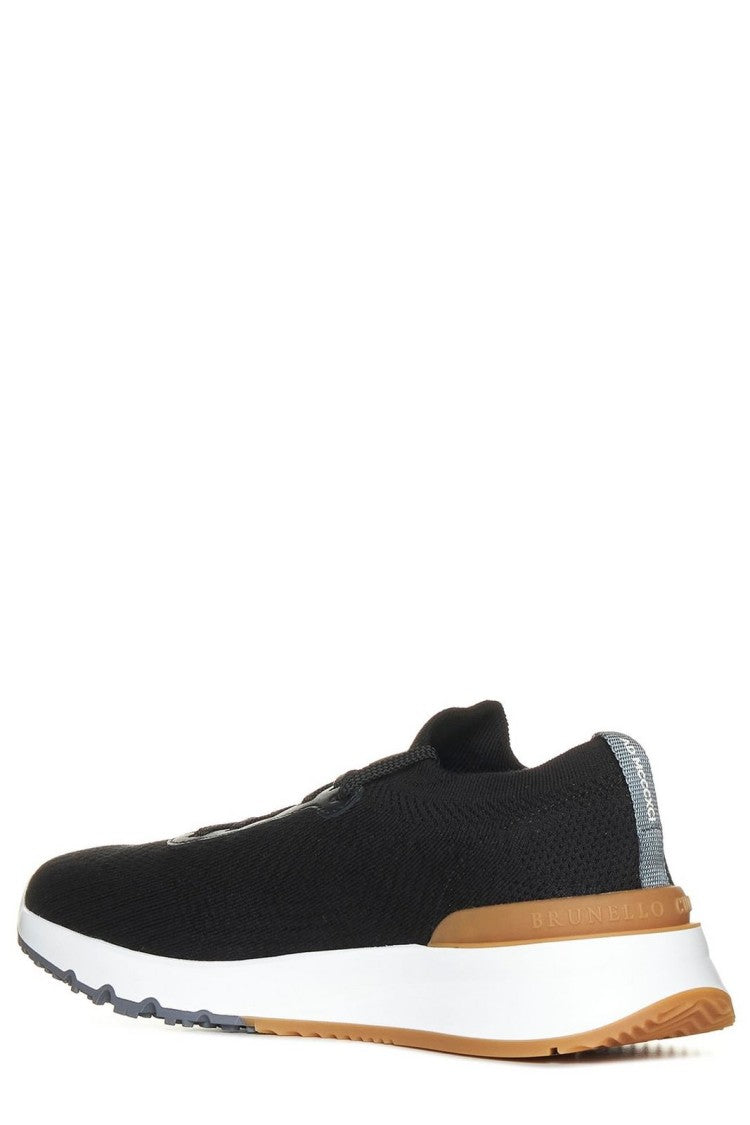Brunello Cucinelli Black Knitted Sneakers With Chunky Sole