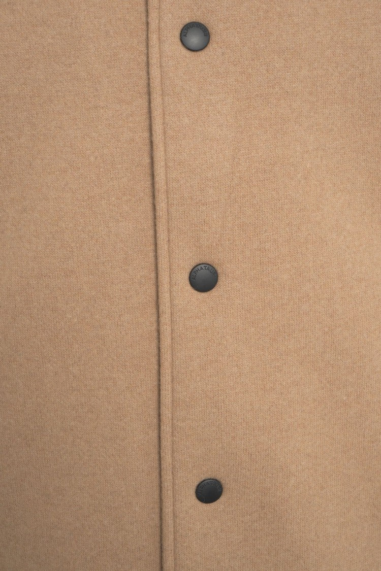 Alpha Tauri Beige Wool-Blend Bomber Jacket With Boxy Fit And Discreet Logo