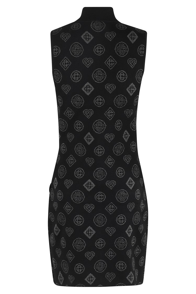Casablanca Jacquard Mini Dress With Center Zipper And Logo Pattern