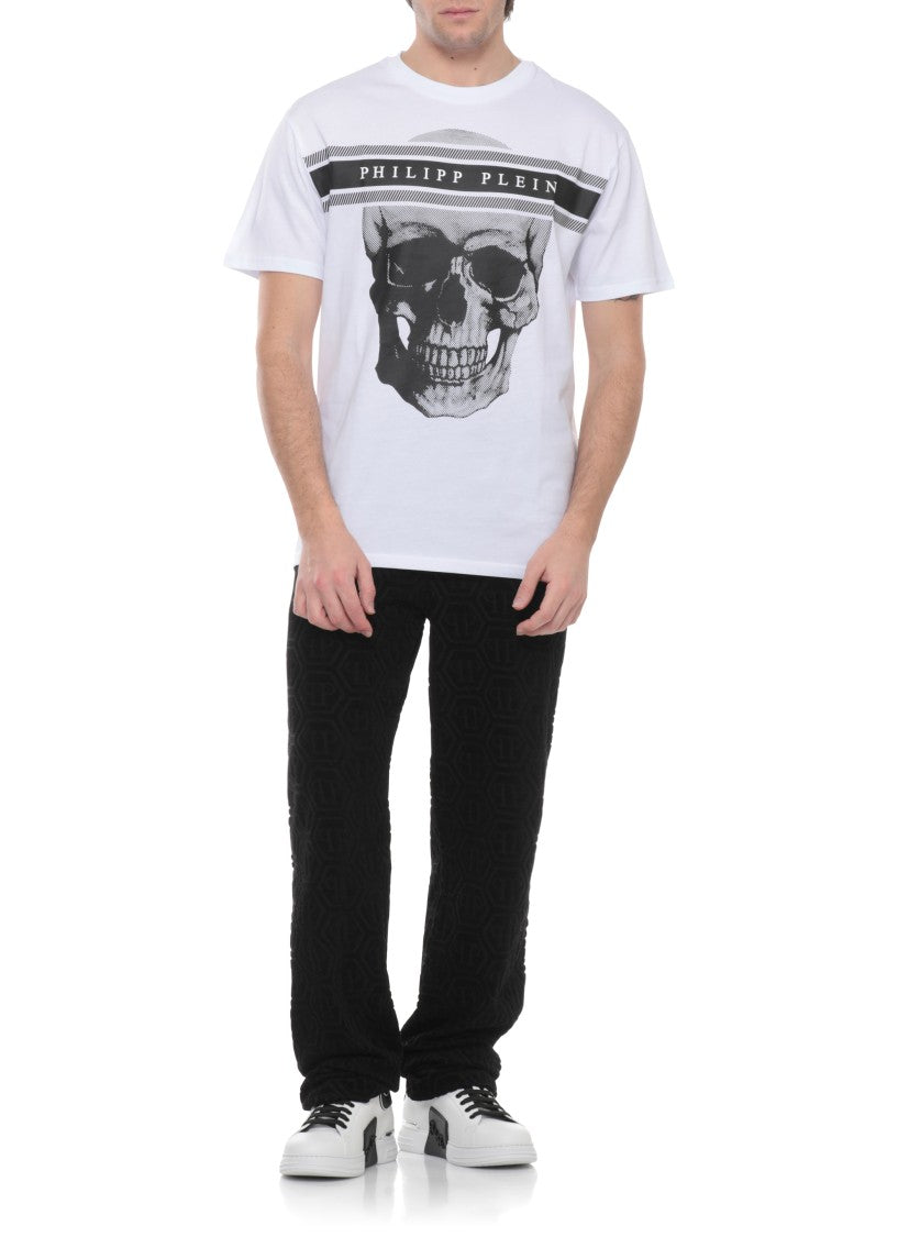 Philipp Plein White Skull Print Cotton T-Shirt