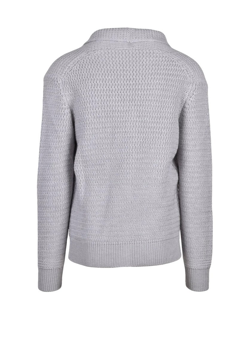 Kangra Light Grey Wool-Cashmere Button Cardigan