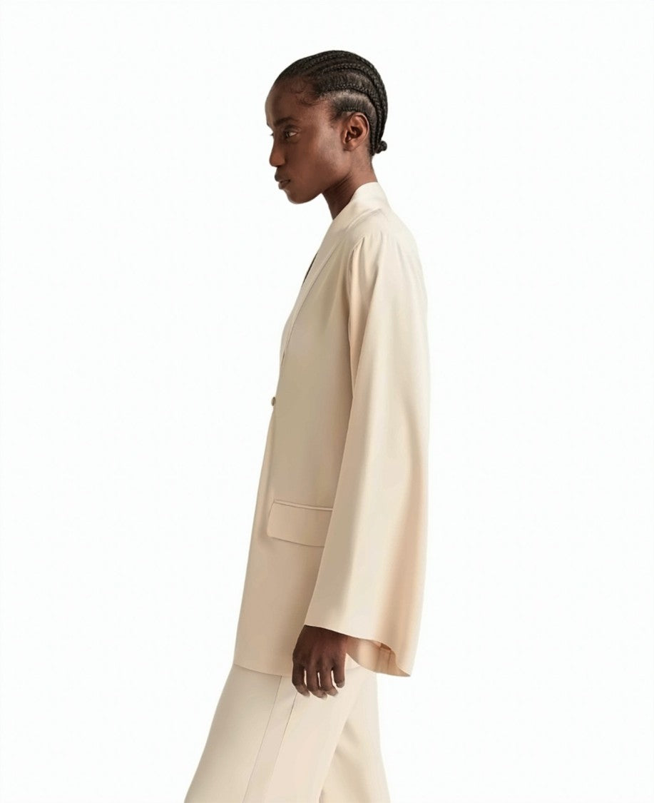 Momonì Envers Satin Contrasting Kimono Collar Long Evening Blazer