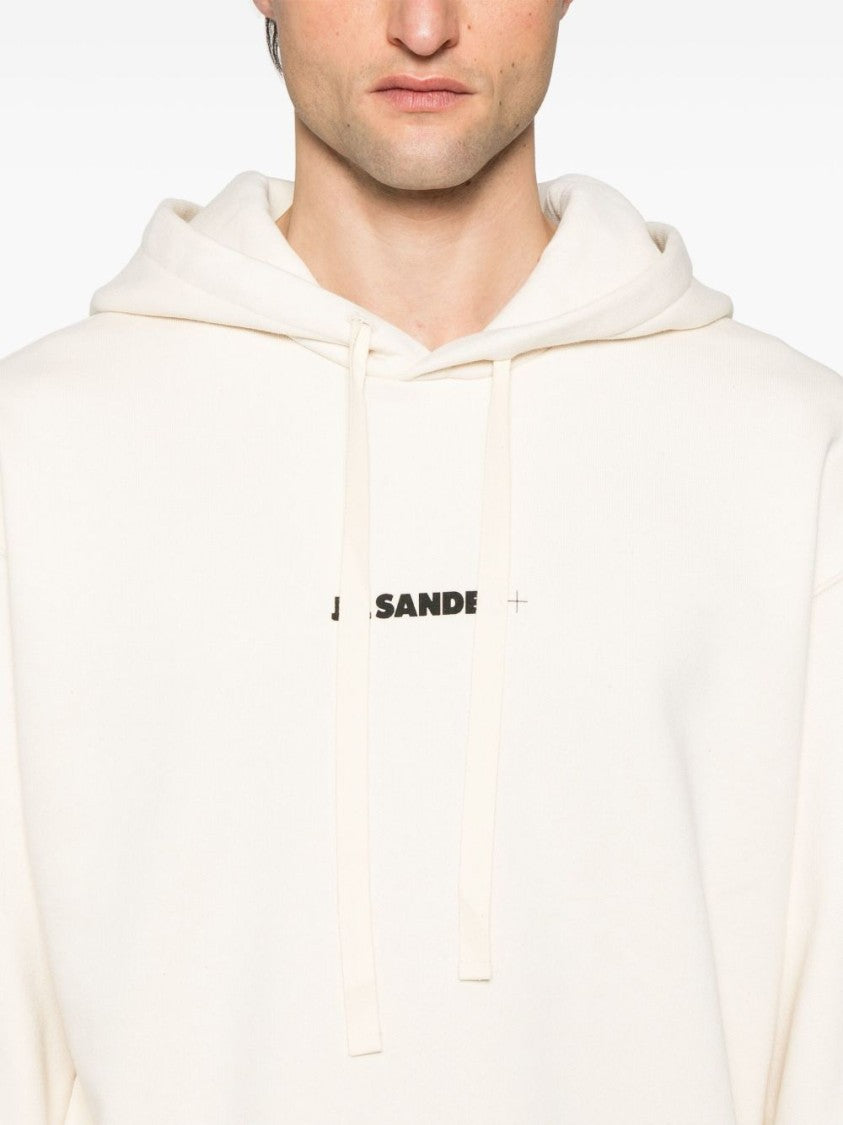 Jil Sander Beige Hoodie With Drawstring And Subtle Logo Detail