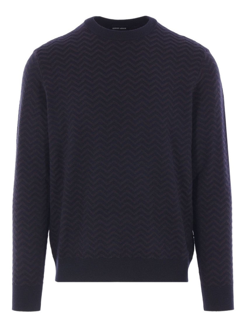 Giorgio Armani Chevron Vanisé Pattern Crew Neck Jumper
