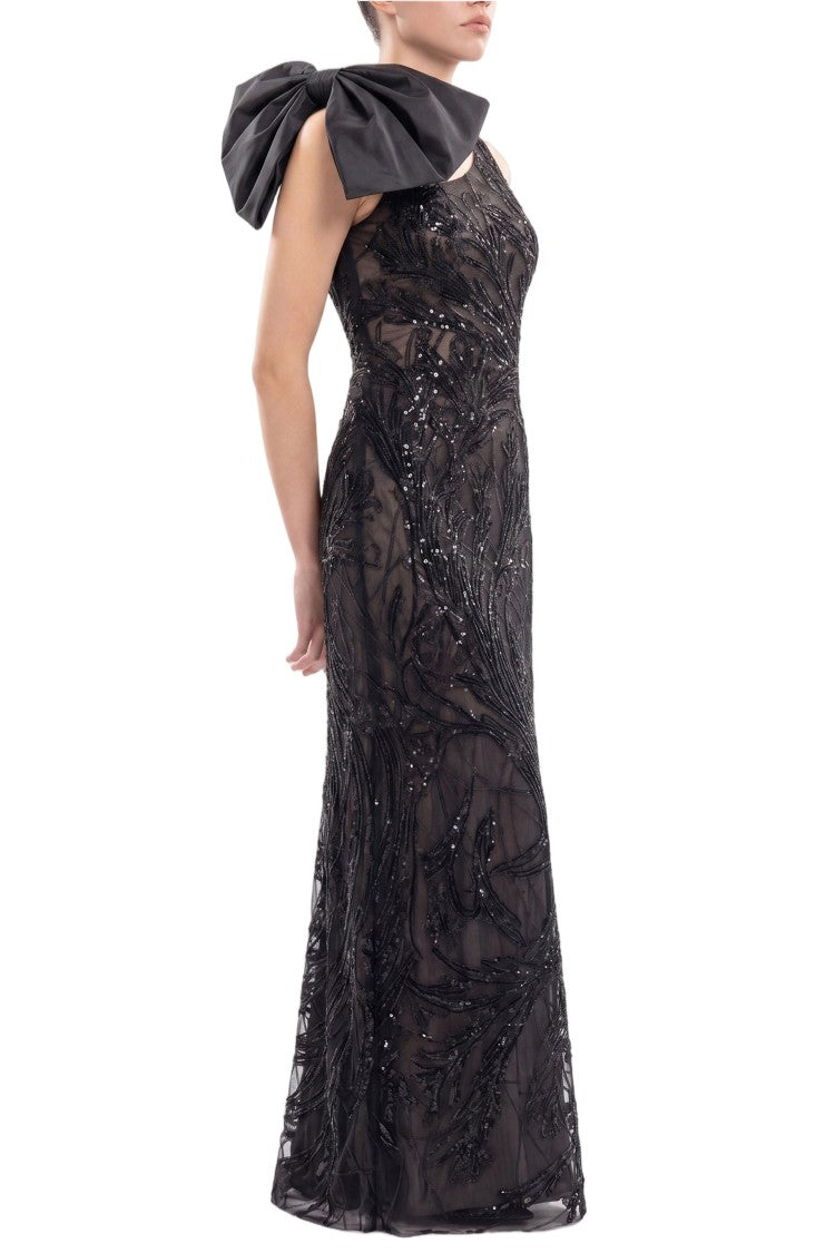 Saiid Kobeisy Asymmetrical Embroidered Dress With Bow