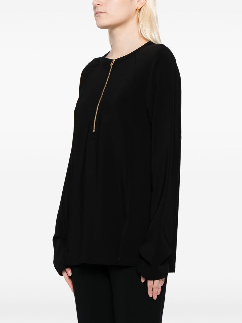Stella Mccartney Black Iconic Zip Detailed Viscose Top