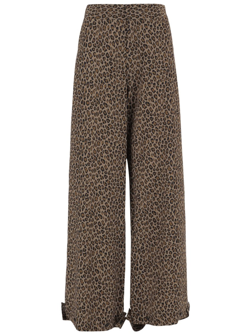 Sa Su Phi Cotton Blend Pants With Animal Print