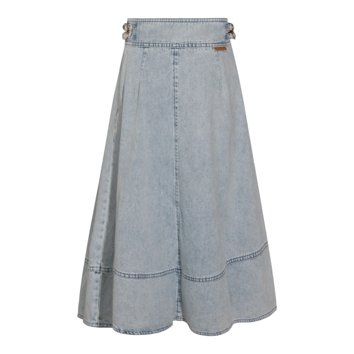 Zimmermann High-Waisted Flared Denim Skirt With Buttoned Waistband