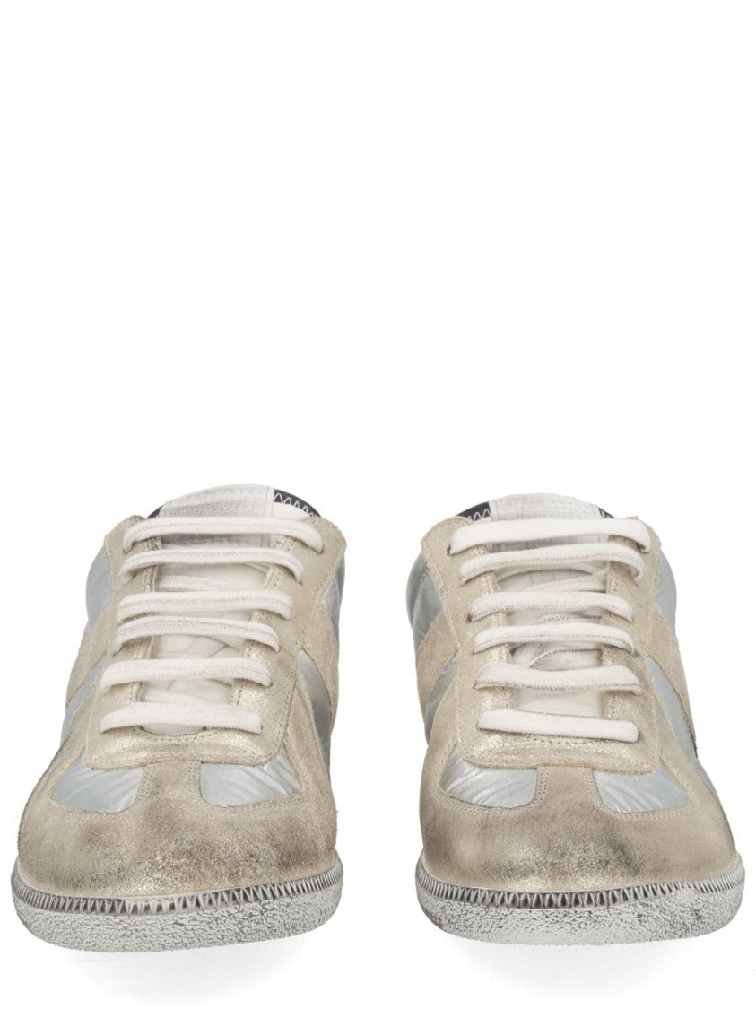 Maison Margiela Silver Replica Polyester-Blend Suede Sneakers