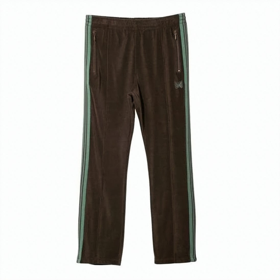 Needles Tapered Brown Training Pants With Zippered Pockets