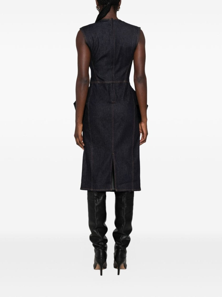 Jacquemus Sculptural Black Midi Dress With Exaggerated Side Panels