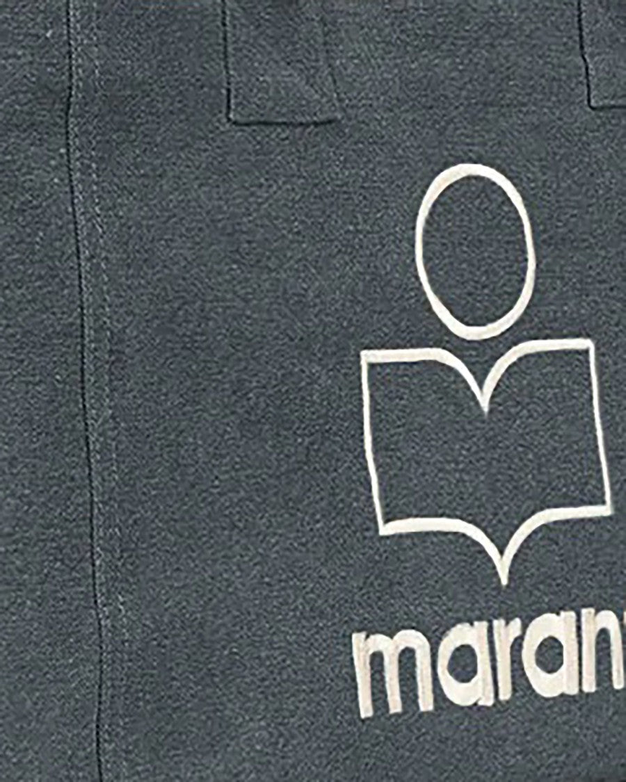 Isabel Marant Faded Grey Cotton Embroidered Logo Tote Bag