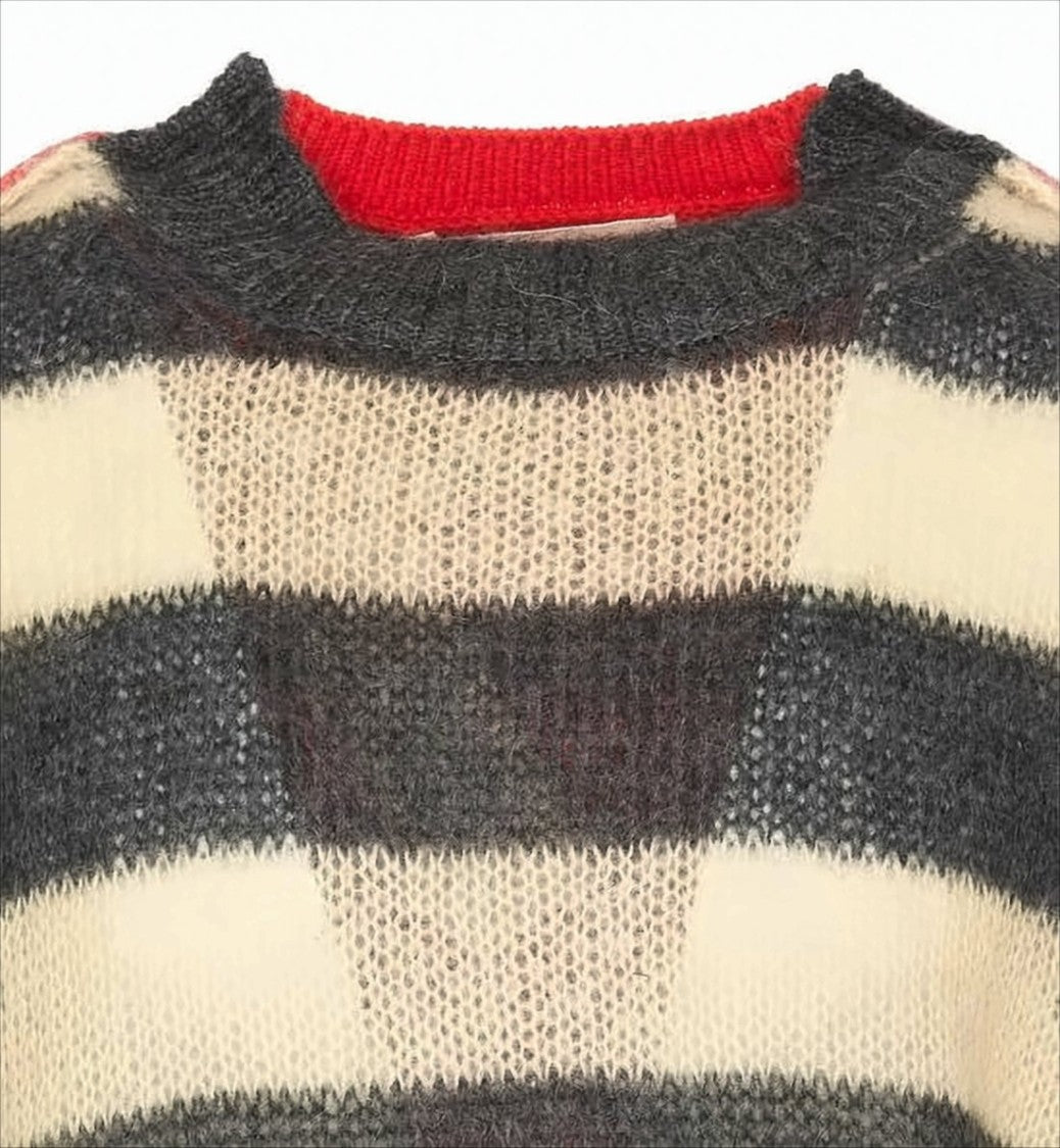 Marni Bold Striped Knit Sweater With Cropped Fit And Ribbed Neckline