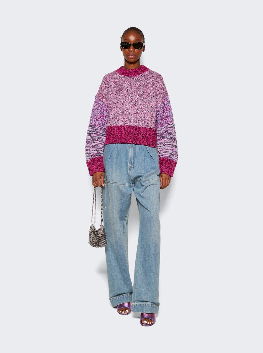 Amina Muaddi Lupita Metallic Leather Slipper Sandals Sunset Ombre