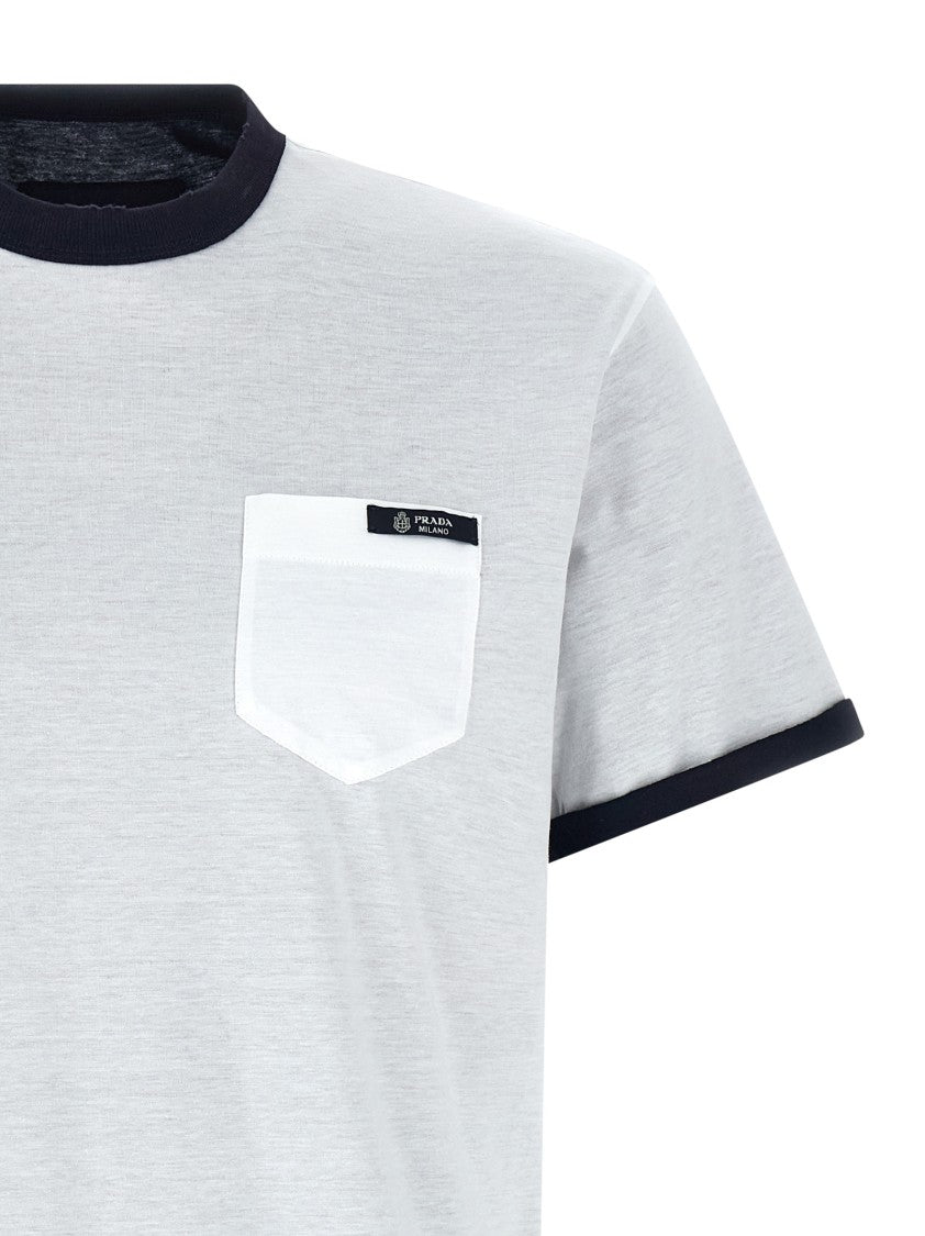 Prada Reversible Cotton Jersey Crew Neck T-Shirt With Distinctive Logo