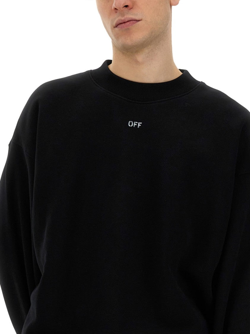 Off-White Logo-Embroidered Black Sweatshirt
