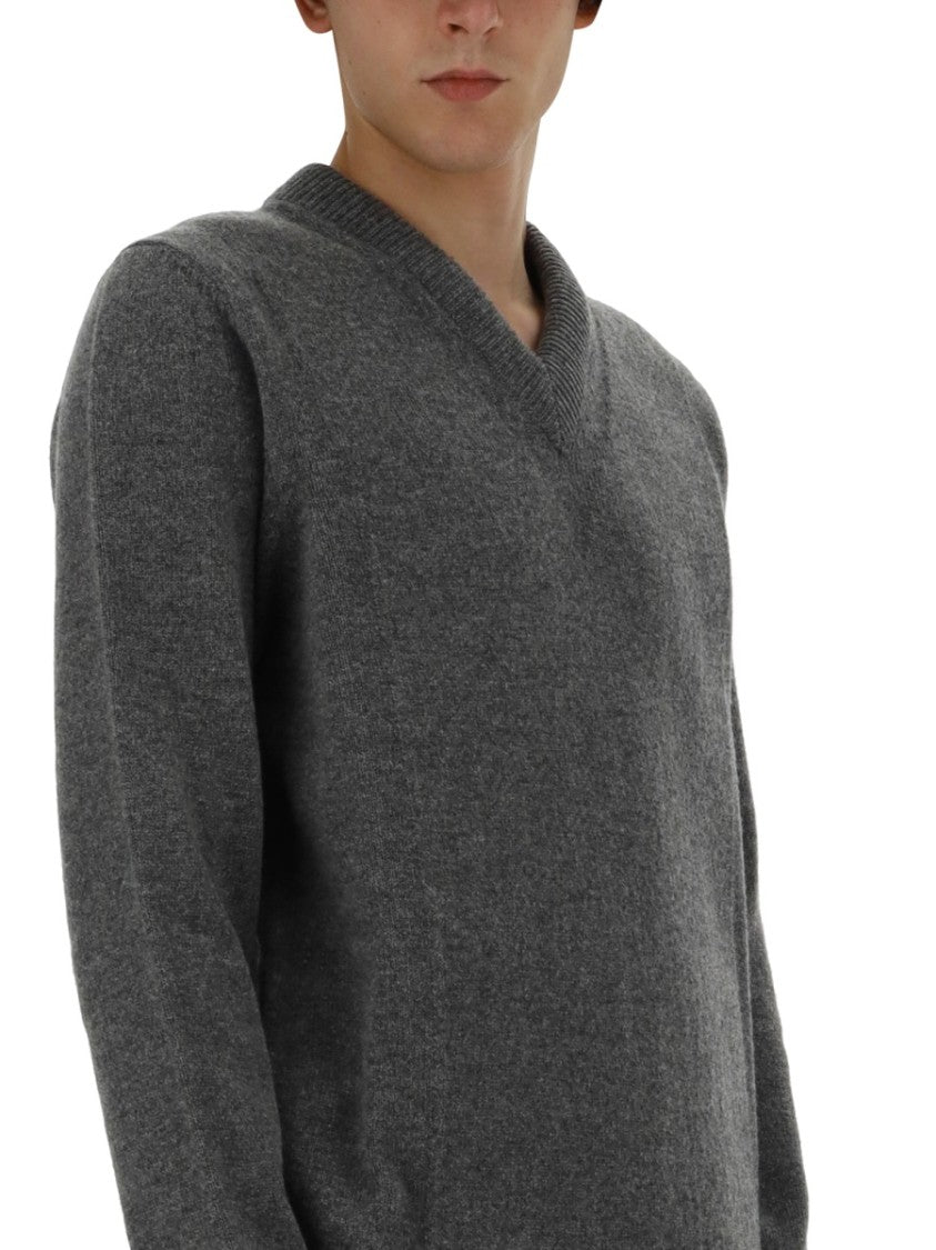 Jil Sander V-Neck Knitwear Sweater With Ribbed Detailing