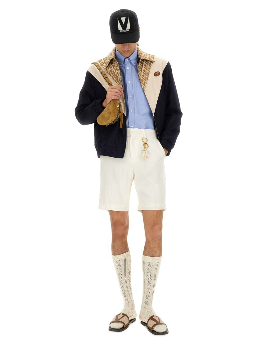 Valentino Print Toute La V Wool Bomber Jacket