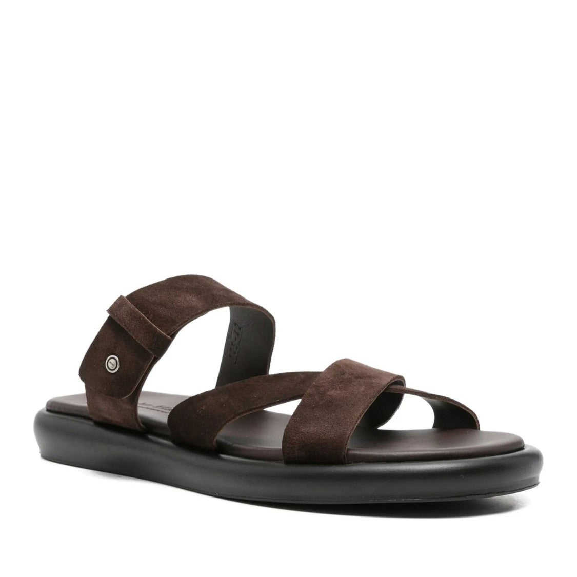 John Harrison Brown Crisscross Strap Suede Slippers