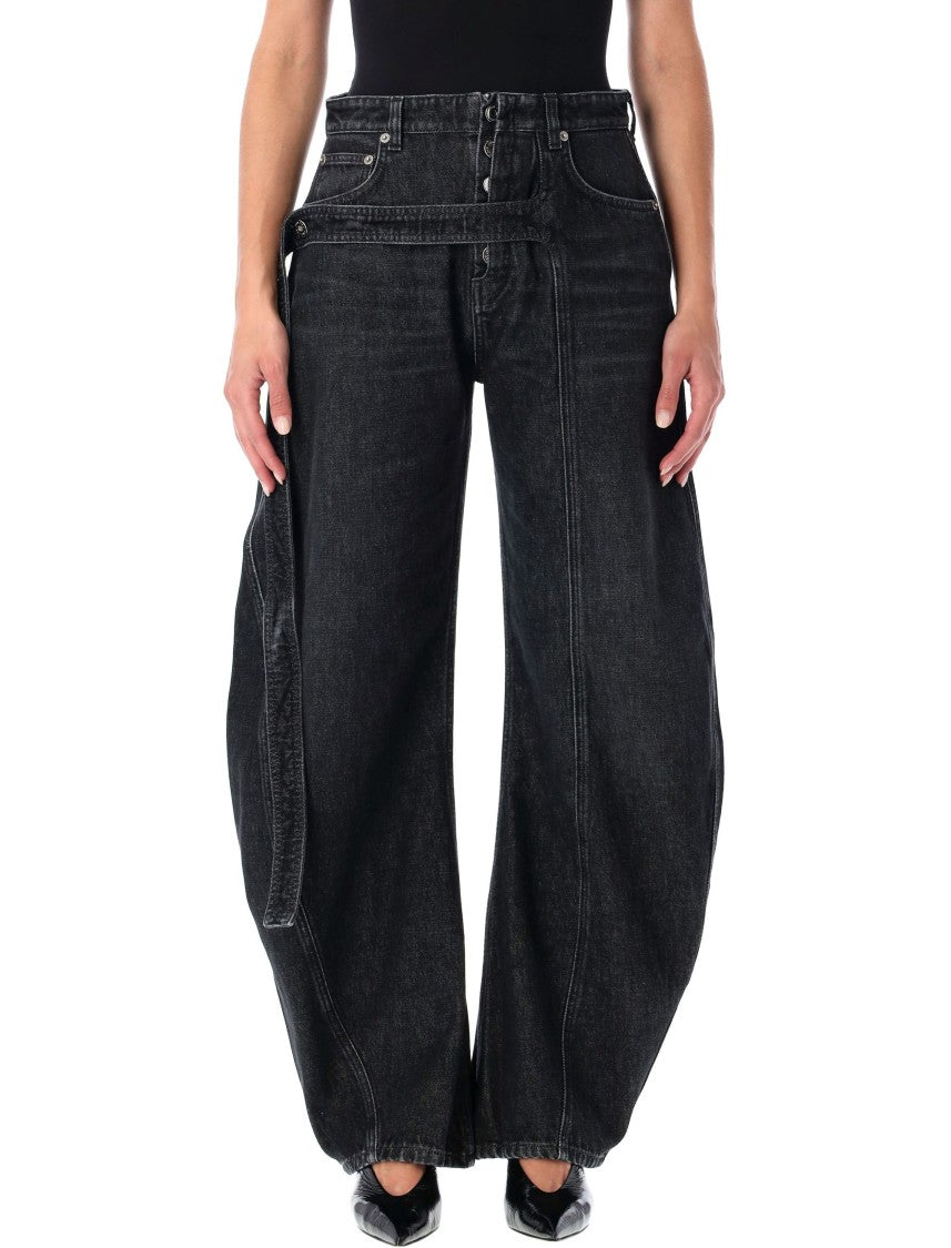 Jean Paul Gaultier Black Denim Strap Loose-Fit Jeans