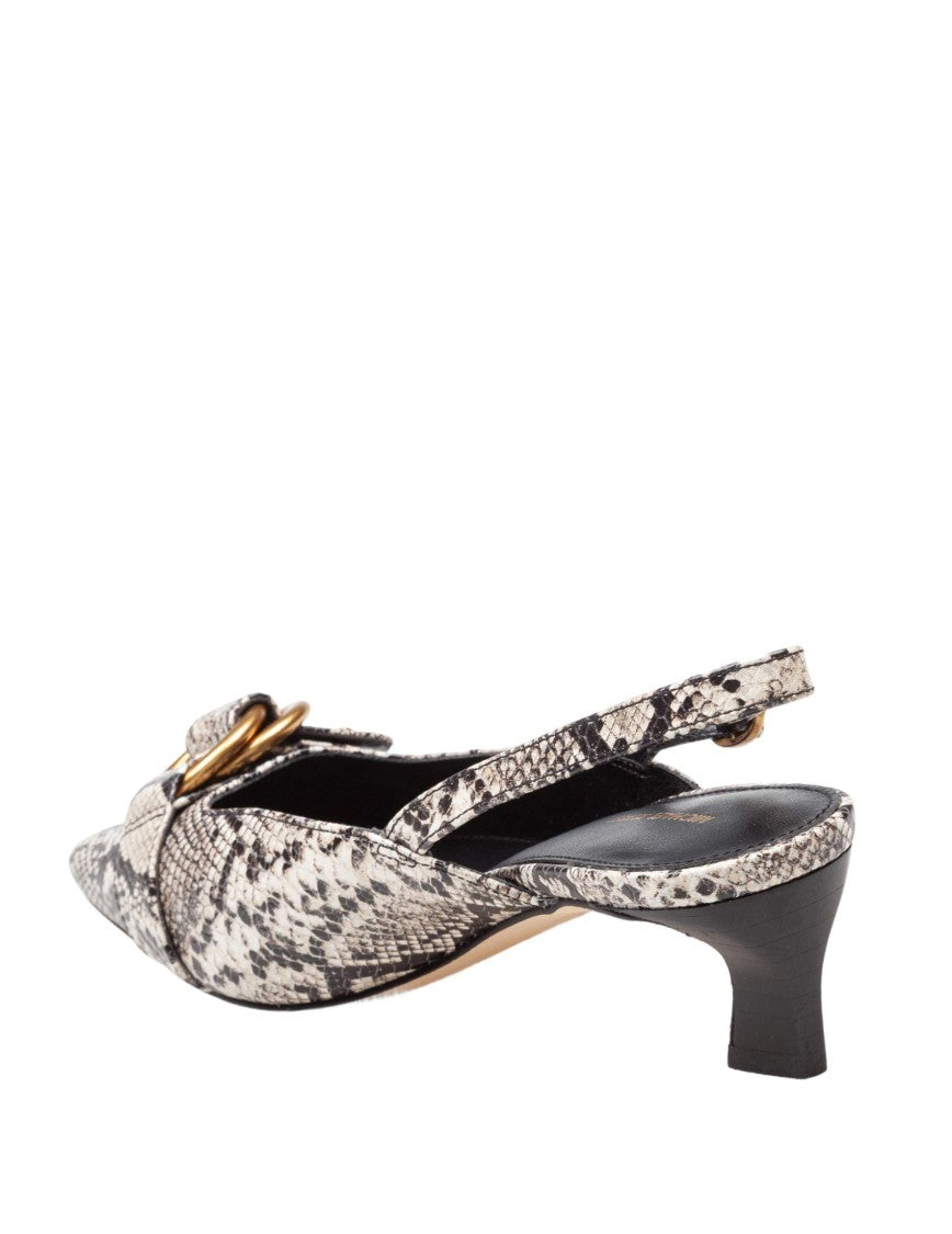Michael Kors Jaden Kitten Slingbacks In Python-Effect Leather