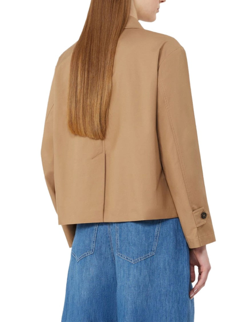 Max Mara Cropped Boxy Camel Jacket With Classic Collar