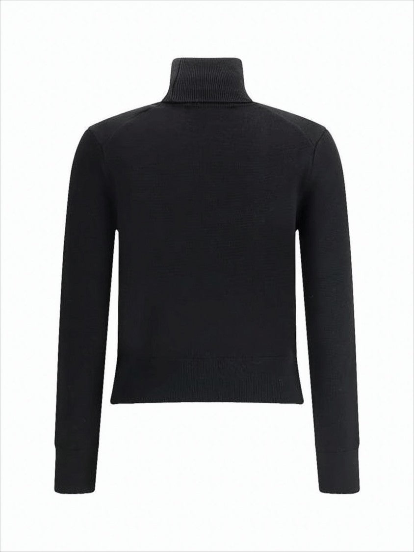 Ami Paris Cropped Turtleneck Sweater With Fitted Silhouette
