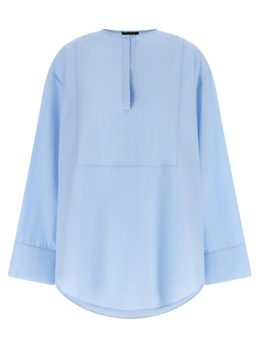 Fabiana Filippi Trompe L'oeil Cotton Poplin Shirt With V-Neck