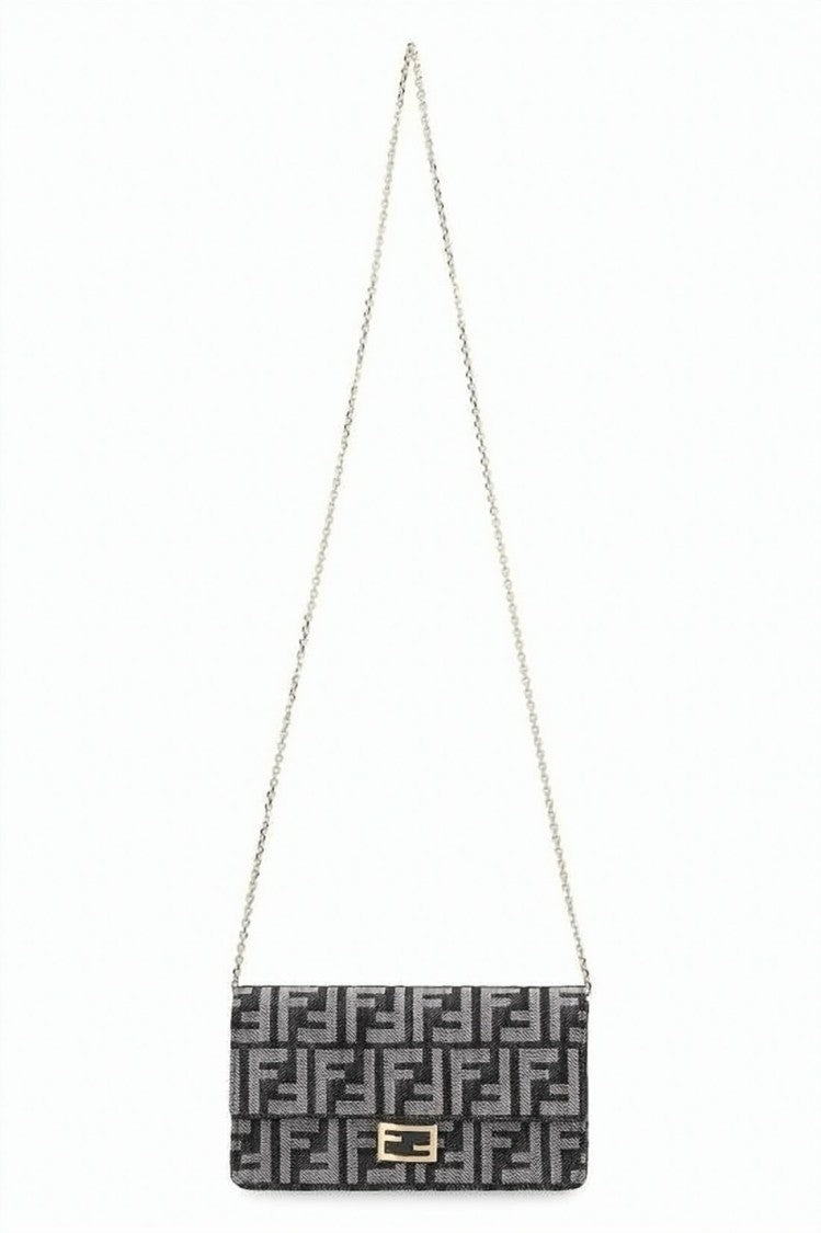 Fendi Rectangular Monogram Crossbody Bag With Gold-Tone Clasp