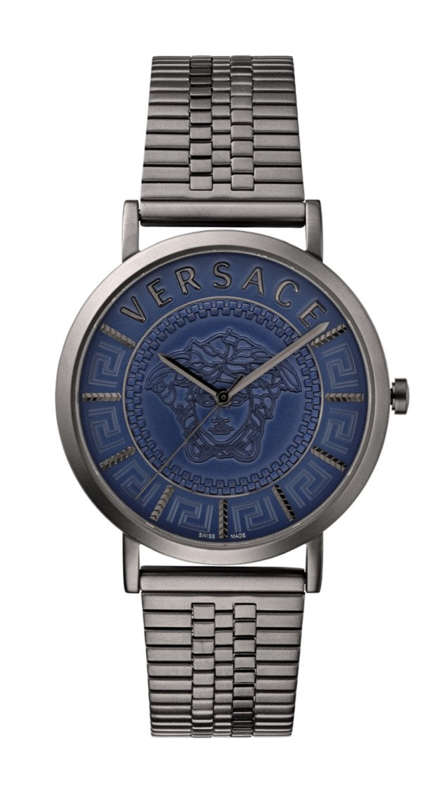 Versace Swiss-Made Quartz Versace V-Essential Watch With Blue Dial