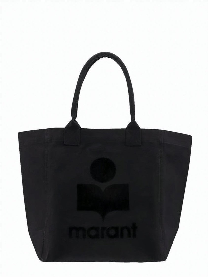 Isabel Marant Spacious Black Cotton Tote Bag With Embossed Logo