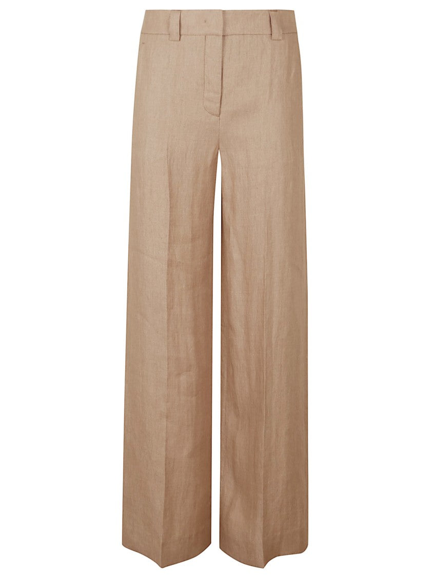 Incotex Wide-Leg Trouser With High Waist In Natural Linen
