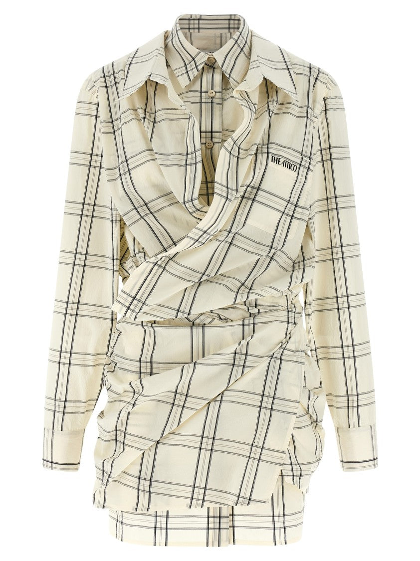 The Attico Check-Print Poplin Mini Dress
